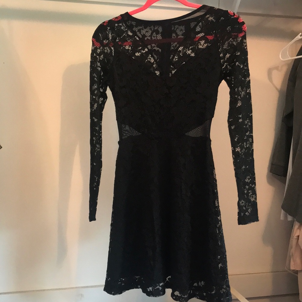 Black lace cocktail dress.